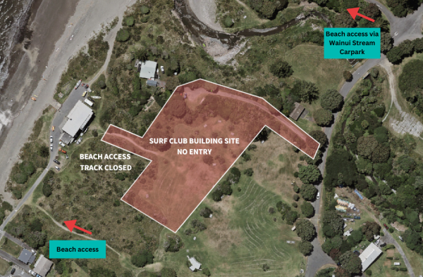 Map showing surf club building site